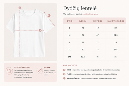 Oversize marškinėliai moterims „Įkvėpk, iškvėpk, nusišypsok :)“